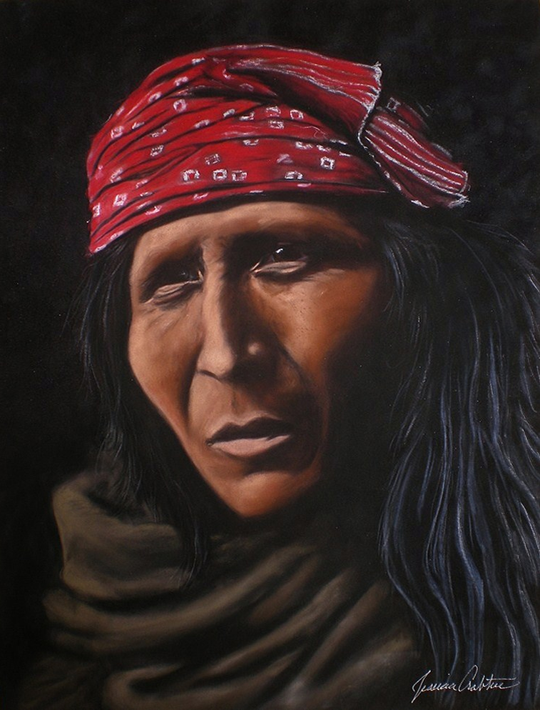 Apache (12x16 Original Pastel on Suede) Private Collection